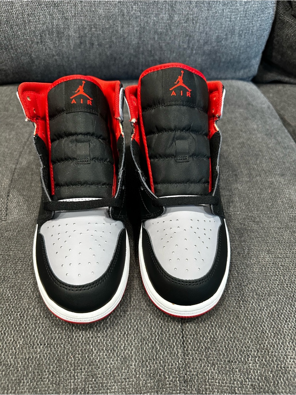 Nike Air Jordan High-Top Sneakers in Black, Gray & Red Boys Size 7
